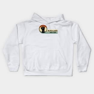 BLM Fist Retro Sunset Banner Kids Hoodie